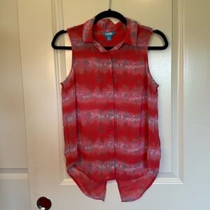 LAmour Womens Anchor Sheer Open Back Button Front